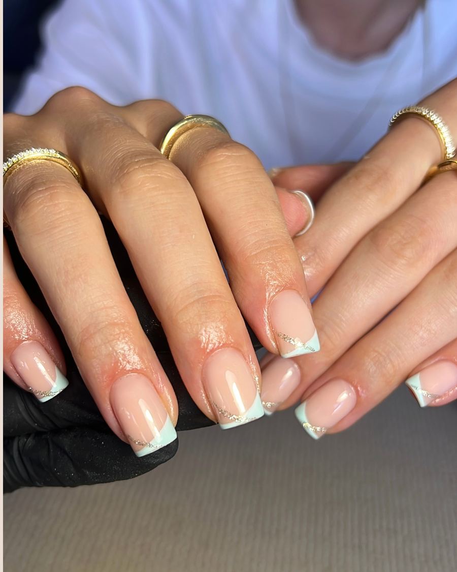 Mint Glitter French